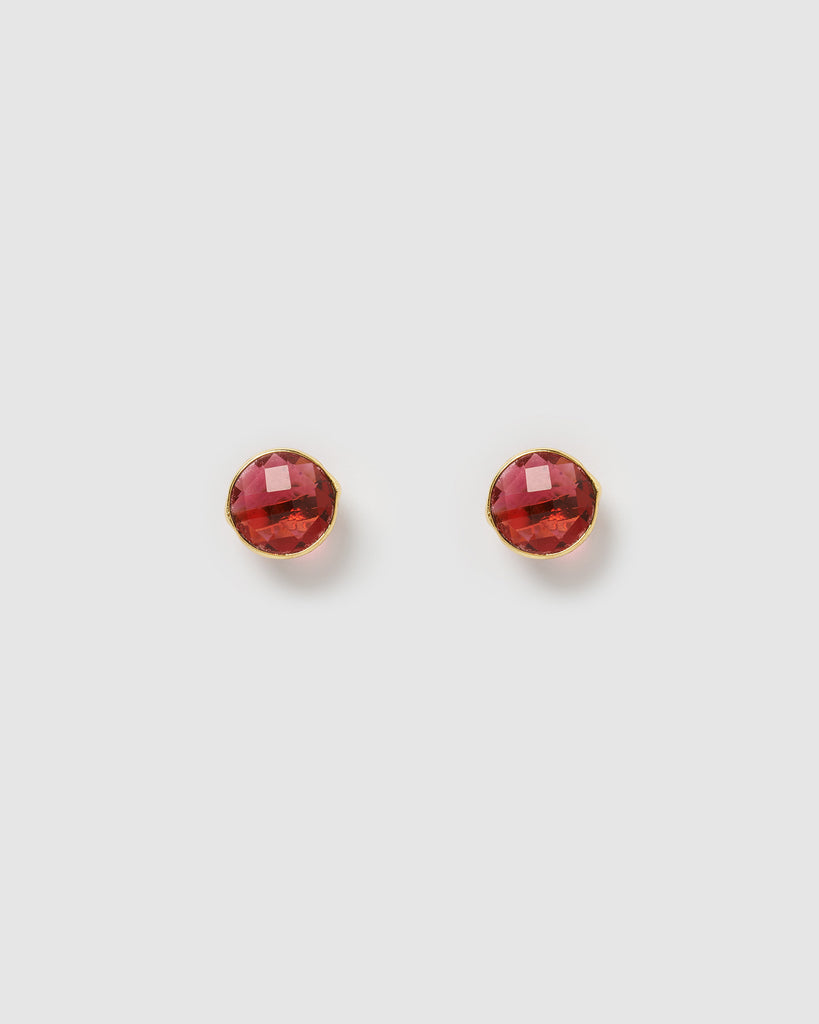 Miz Casa & Co Marci Stud Earrings Red Quartz