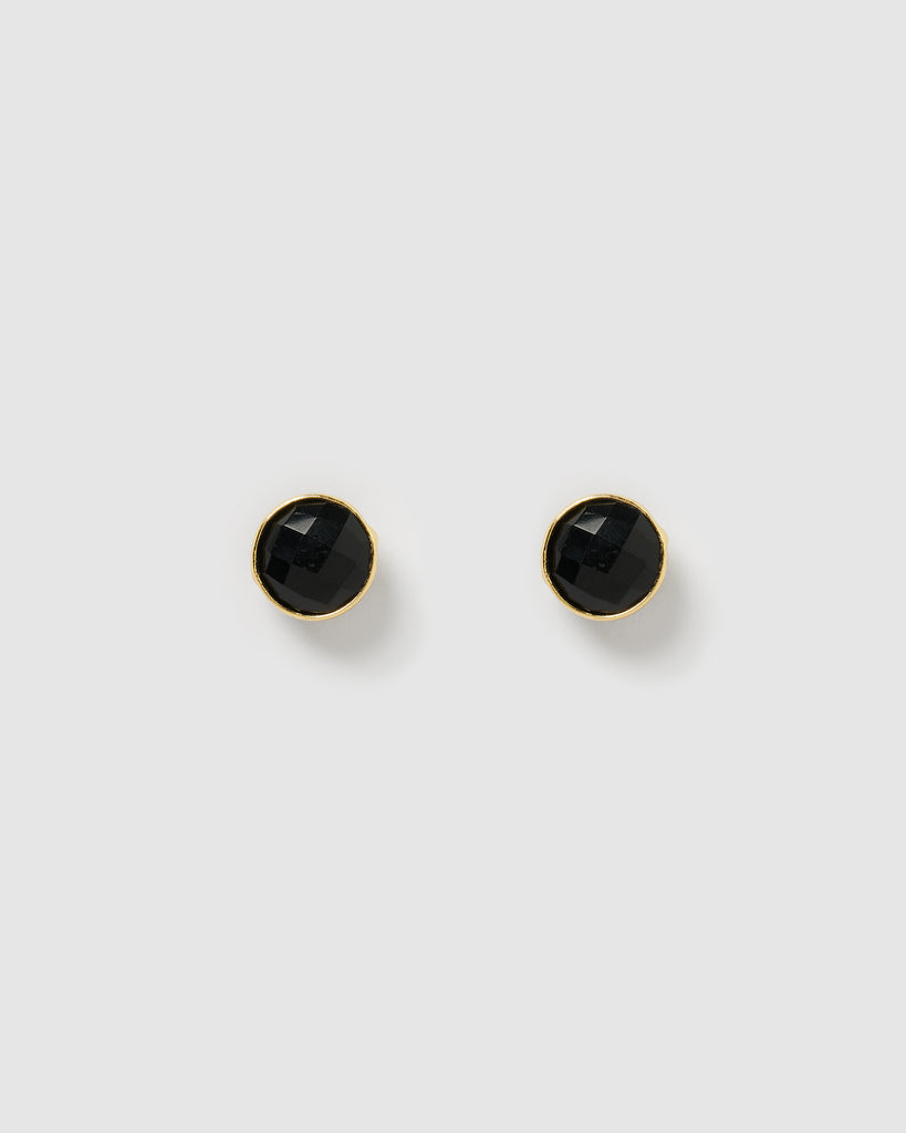 Miz Casa & Co Marci Stud Earrings Black Quartz