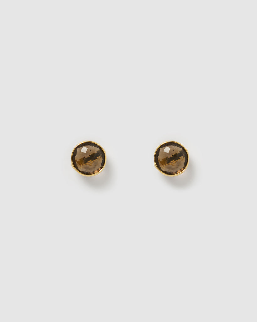 Miz Casa & Co Marci Stud Earrings Smokey Quartz