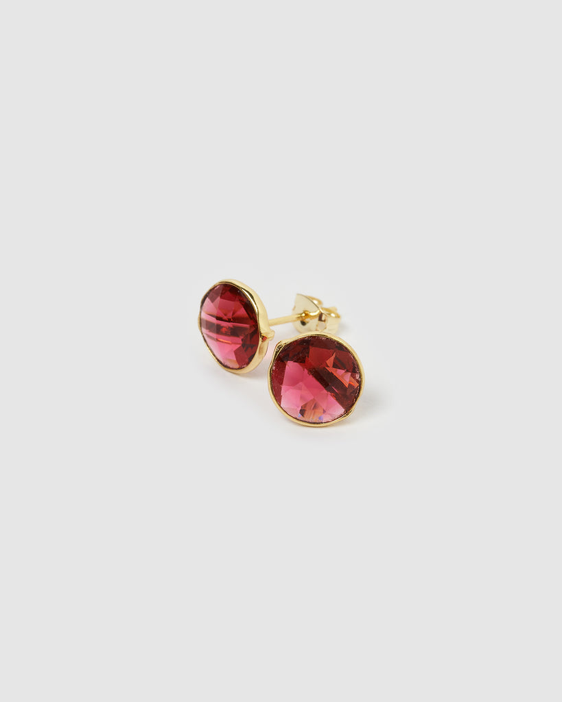 Miz Casa & Co Marci Stud Earrings Red Quartz