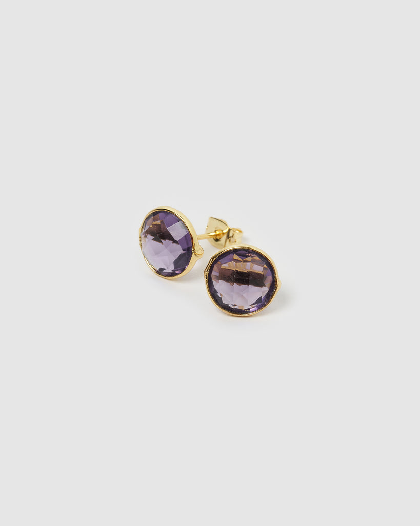 Miz Casa & Co Marci Stud Earrings Amethyst Quartz