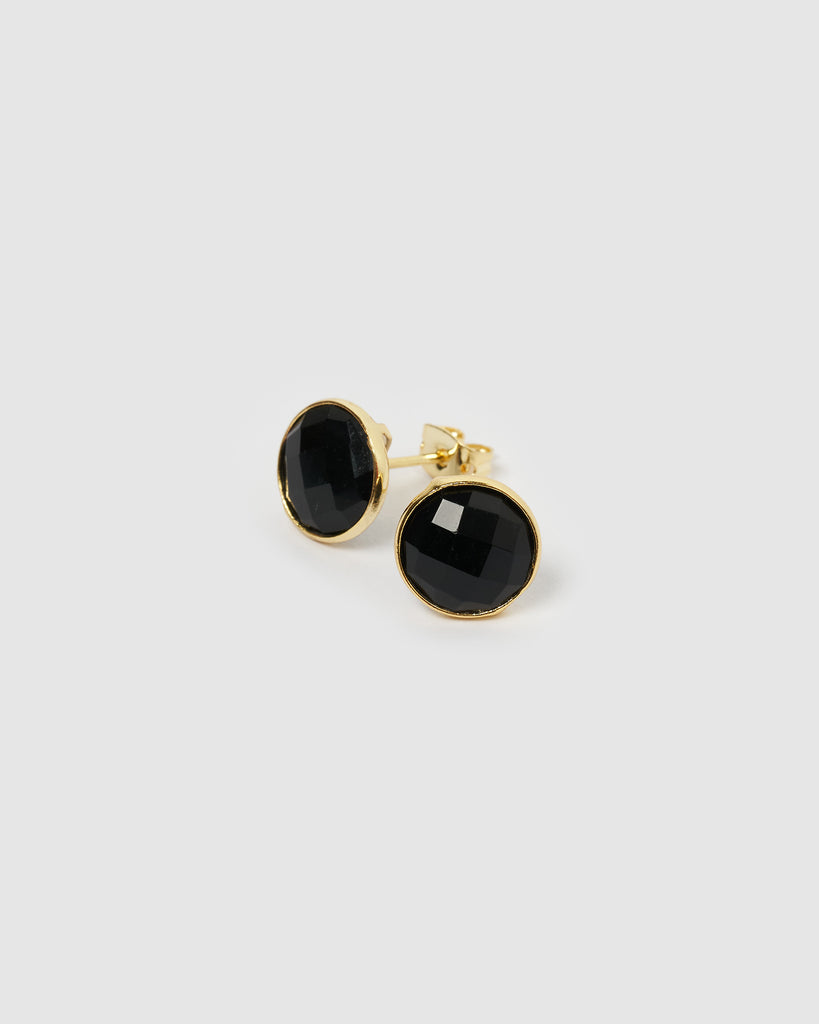 Miz Casa & Co Marci Stud Earrings Black Quartz