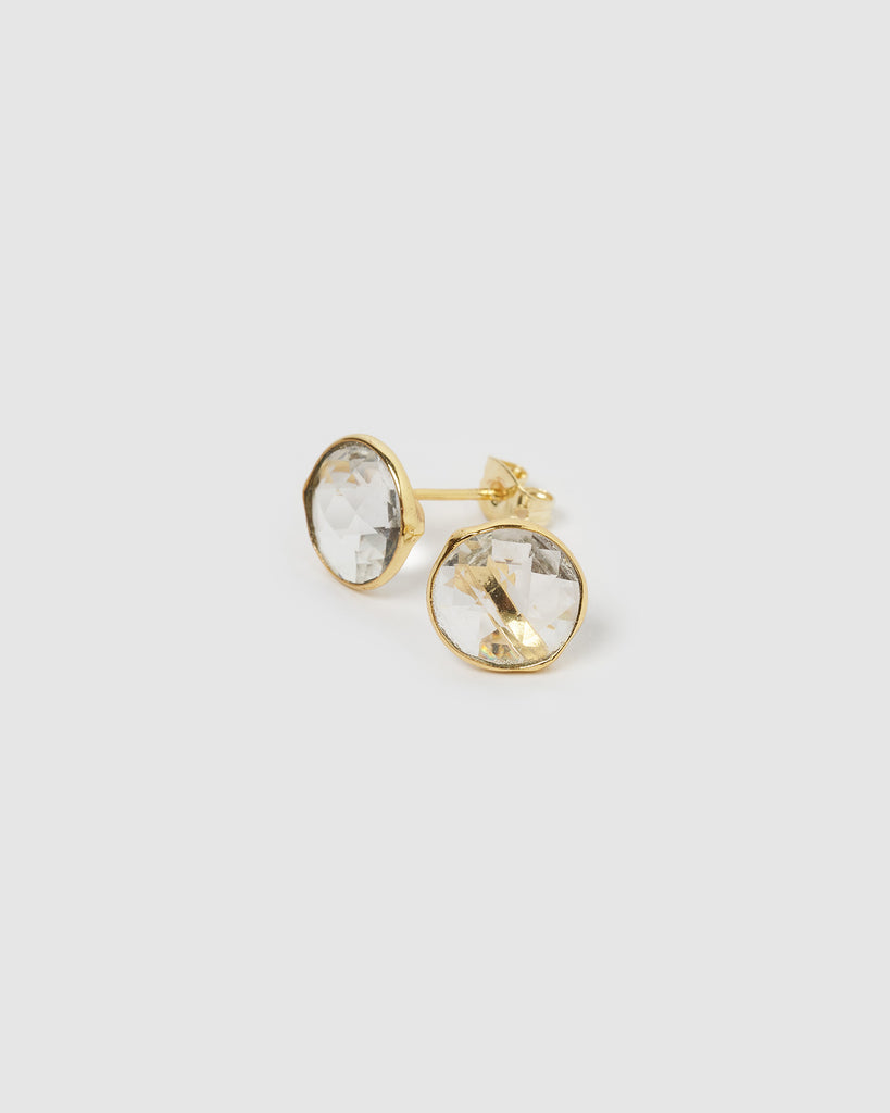 Miz Casa & Co Marci Stud Earrings Clear Quartz