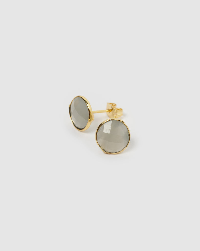 Miz Casa & Co Marci Stud Earrings Grey Quartz