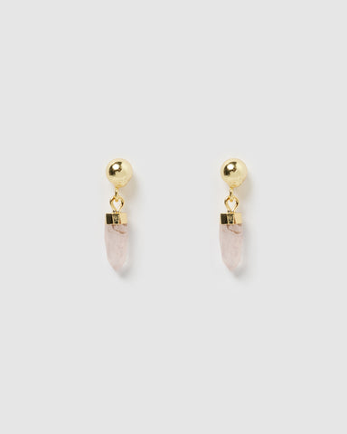 Miz Casa & Co Wanderer Earrings Gold Rose Quartz