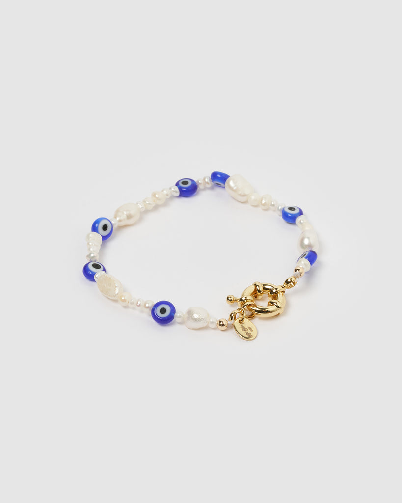 Miz Casa & Co Strike Evil Eye Bracelet Pearl
