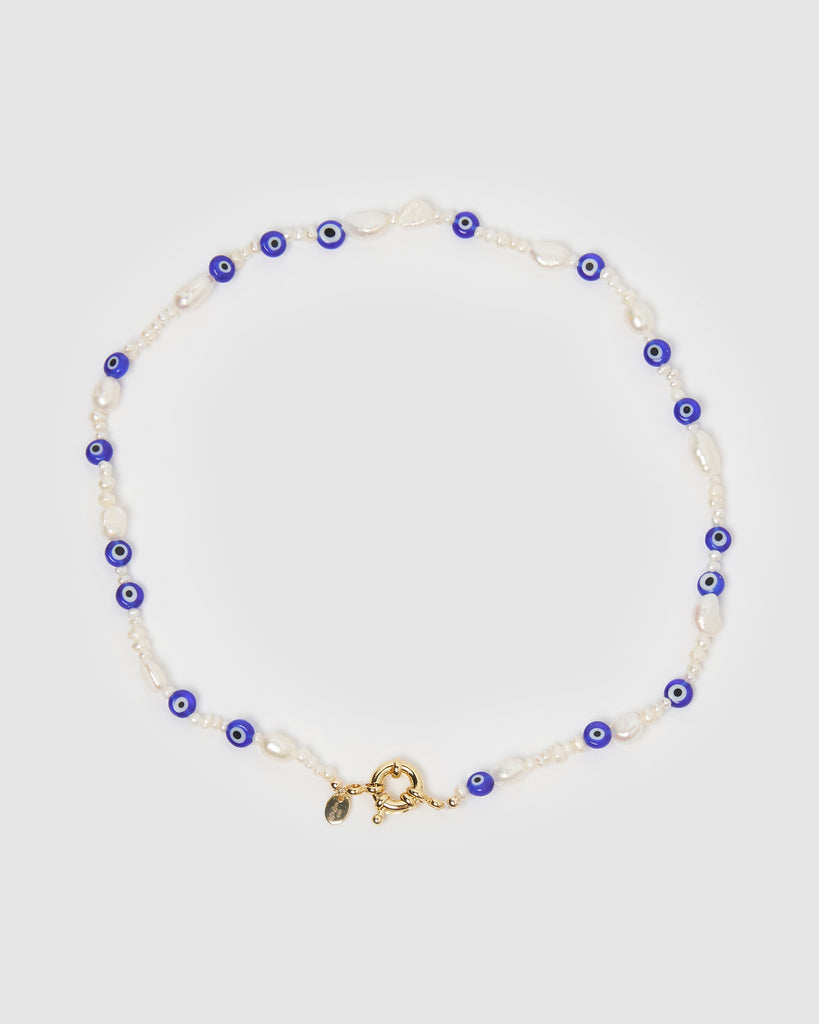 Miz Casa & Co Strike Evil Eye Choker Pearl
