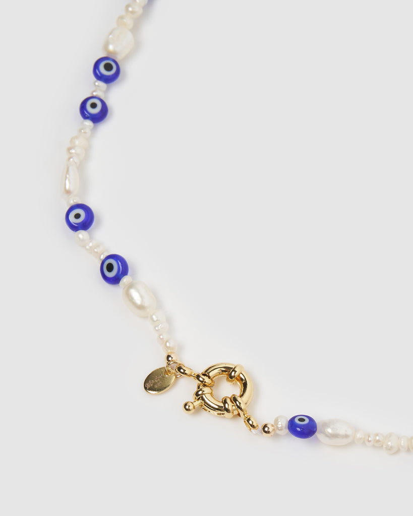 Miz Casa & Co Strike Evil Eye Choker Pearl