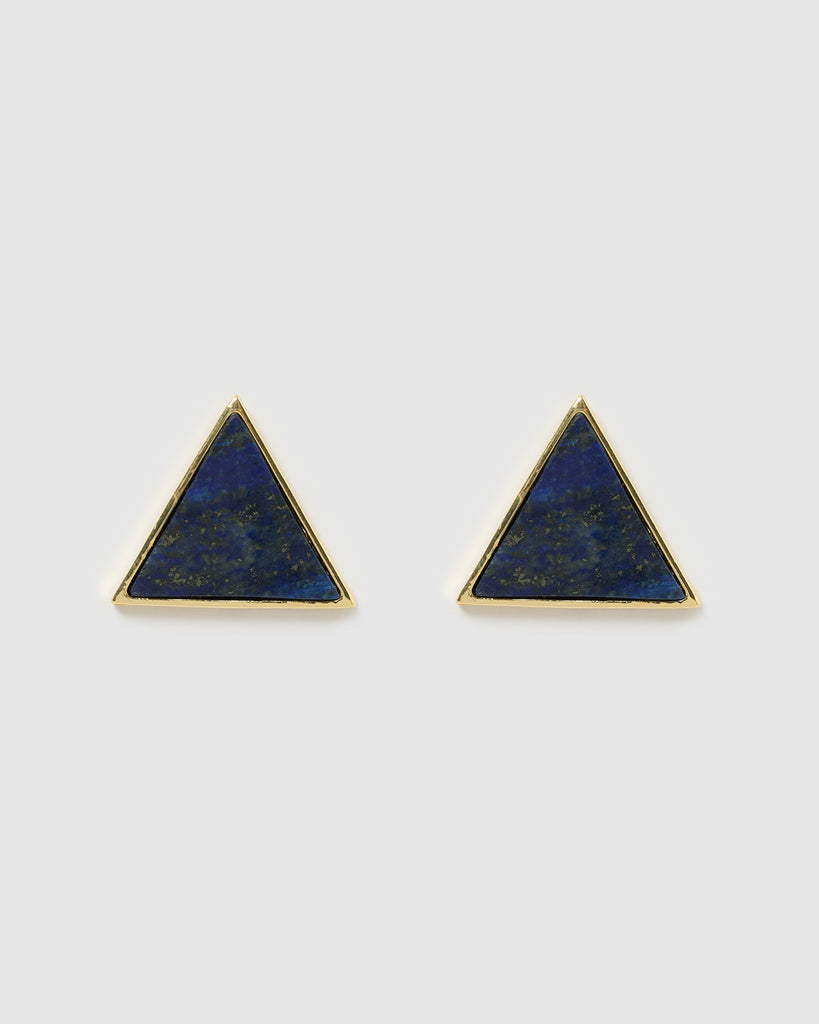 Miz Casa & Co Geometric Triangle Earrings Gold Navy
