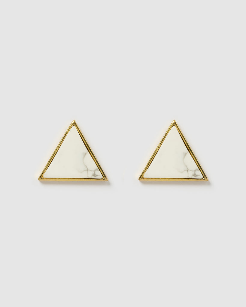 Miz Casa & Co Geometric Triangle Earrings Gold Marble