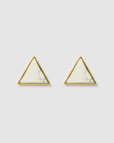 Miz Casa & Co Geometric Triangle Earrings Gold Navy