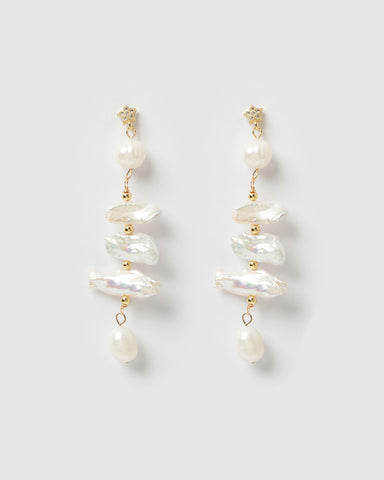 Miz Casa & Co Mary Stud Earrings Gold Pearl