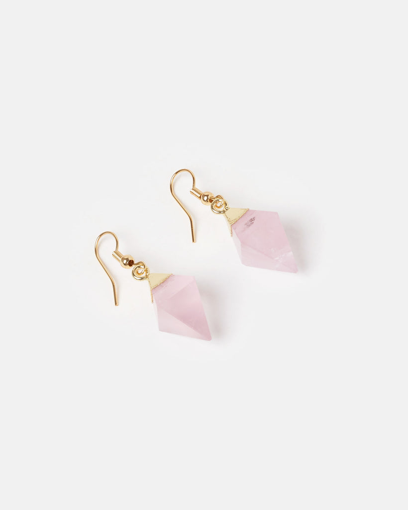 Miz Casa & Co Eliza Earrings Rose Quartz Gold
