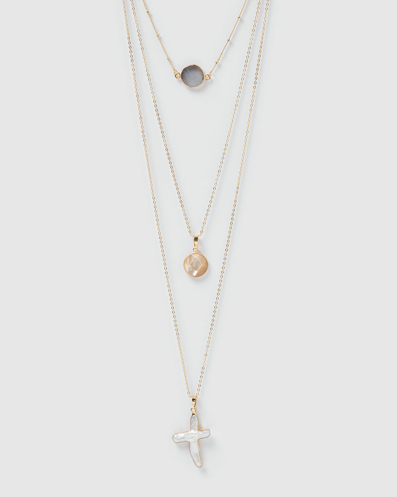 Miz Casa & Co Ceta 3 Layer Pearlescent Tier Necklace