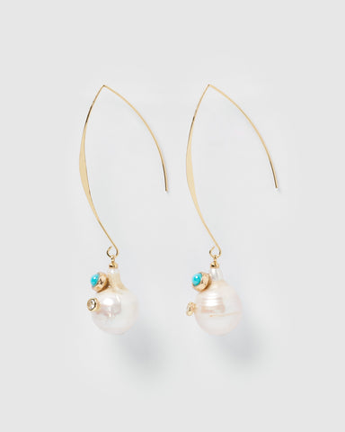 Miz Casa & Co Sea Petal Earrings Labradorite Gold