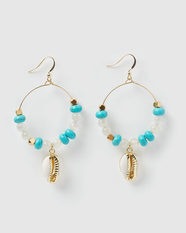 Miz Casa & Co Moon Dance Earrings Blue Gold
