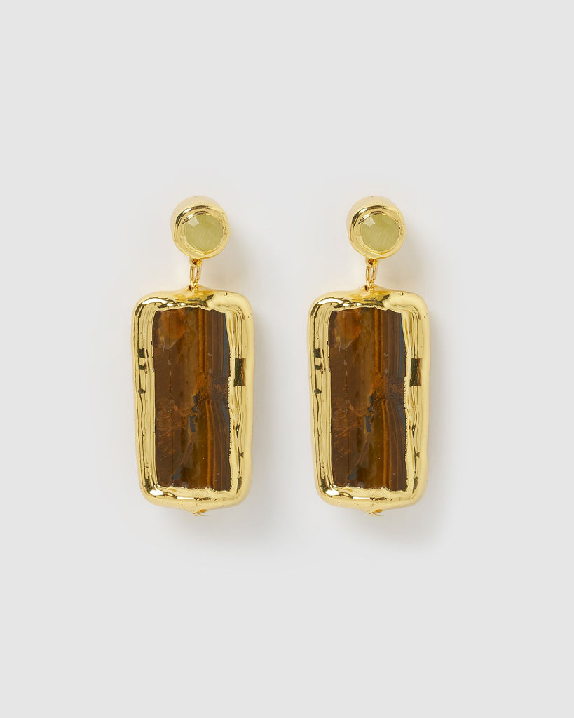Miz Casa & Co Rose Earrings Tiger's Eye