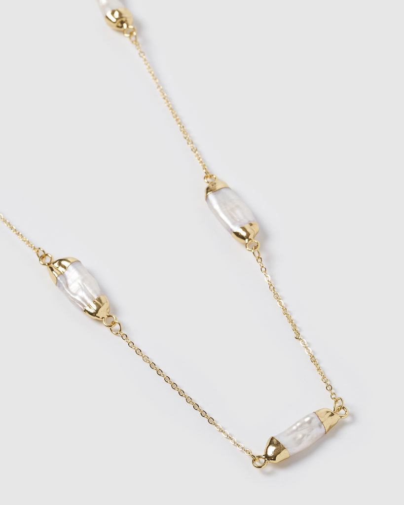 Miz Casa & Co Daze End Necklace Gold Pearl
