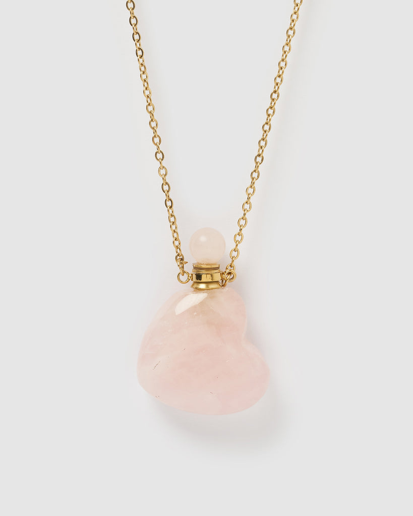 Miz Casa & Co Delilah Necklace Perfume Bottle Rose Quartz