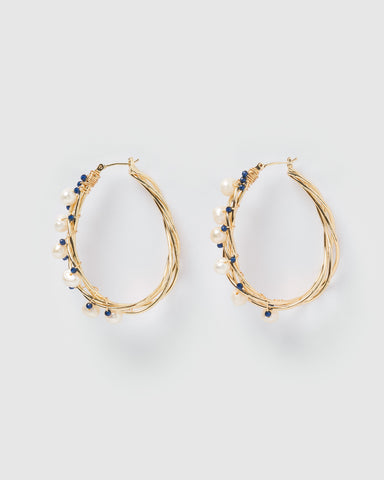 Miz Casa & Co Ines Hoop Earrings Gold Pearl