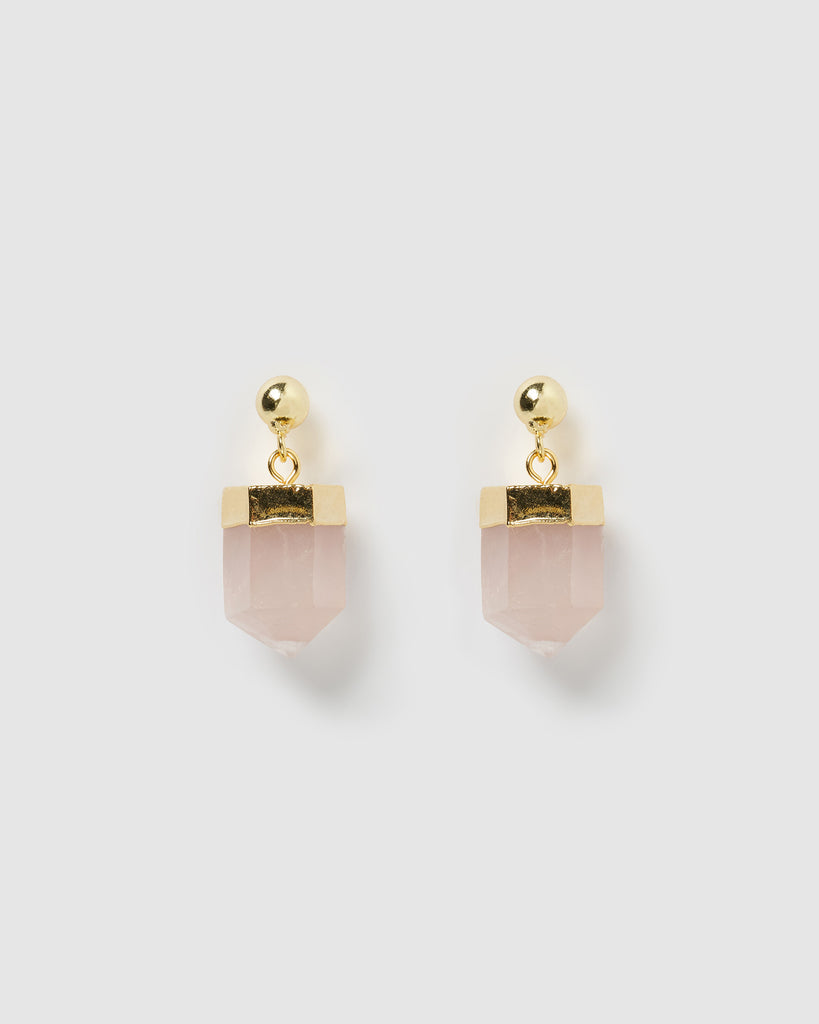 Miz Casa & Co Carmen Stud Earrings Rose Quartz