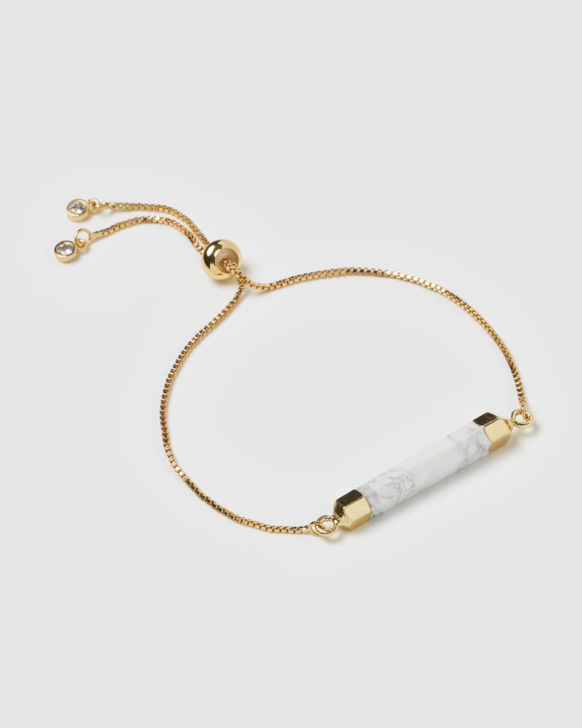 Miz Casa & Co Faceted Stone Bracelet White Marble