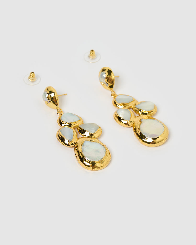 Miz Casa & Co Maeve Drop Earrings Gold Pearl
