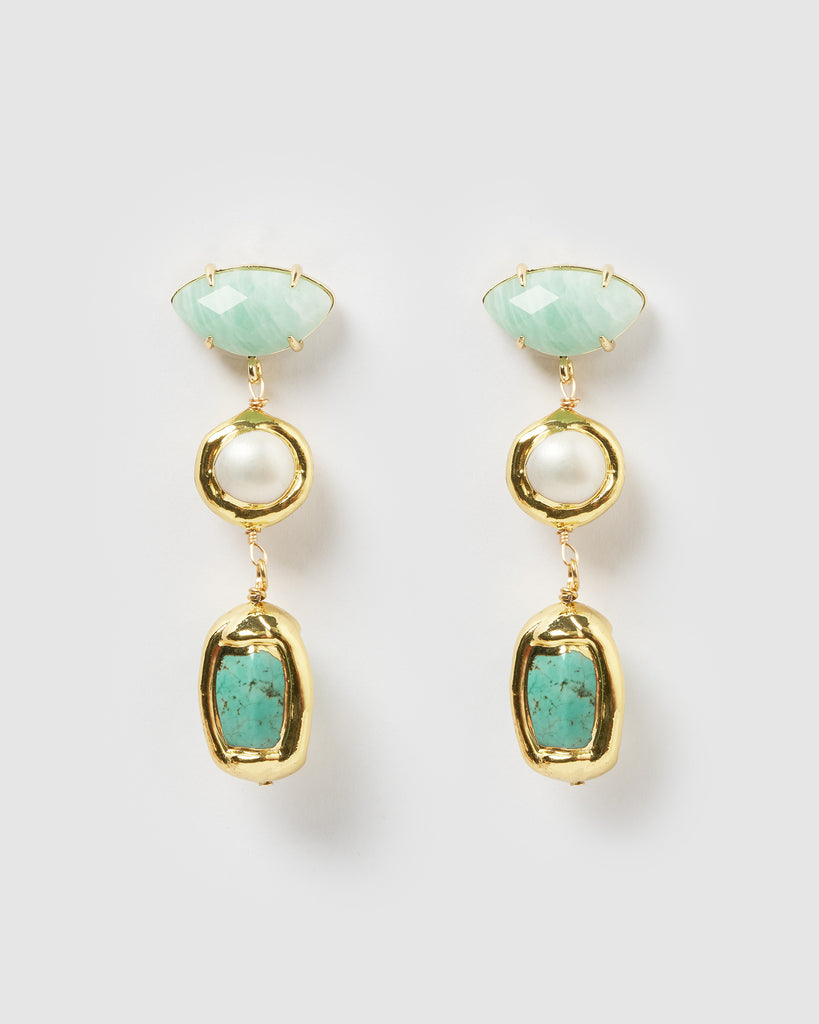 Miz Casa & Co Harper Earrings Jade Pearl Gold