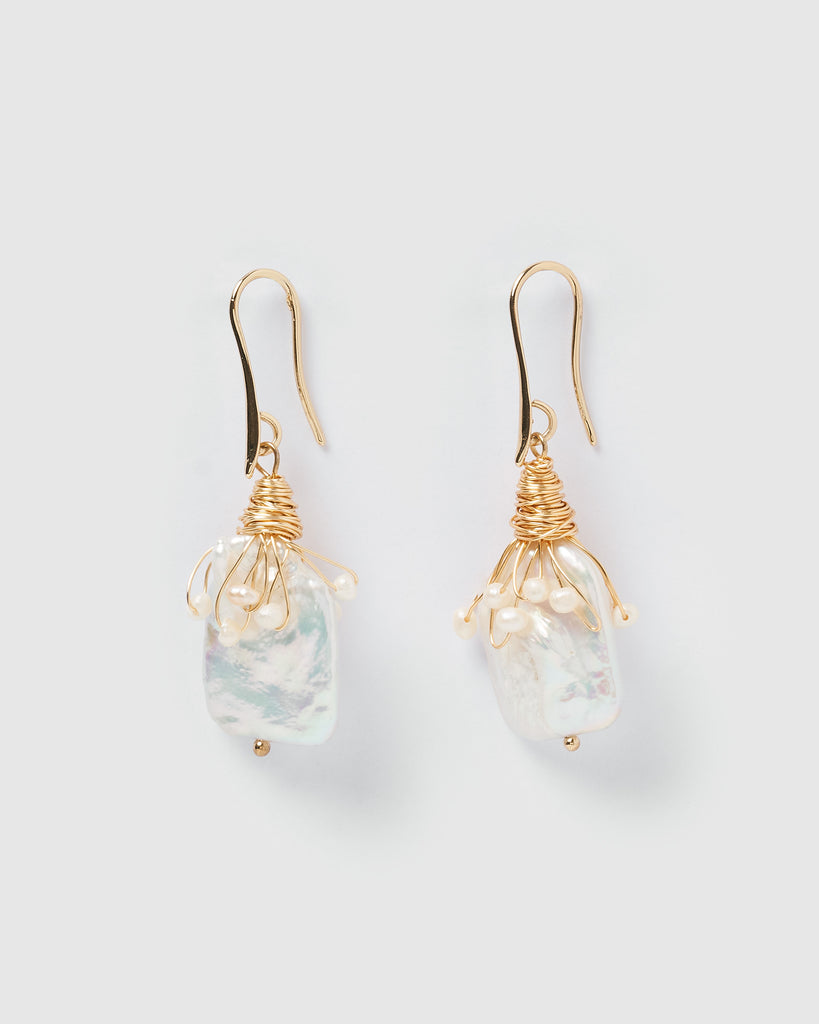 Miz Casa & Co Heiress Pearl Drop Earrings Gold Pearl