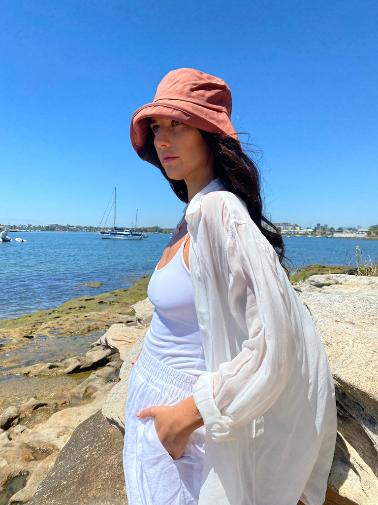 Miz Casa & Co Lucia Bucket Hat Terracotta