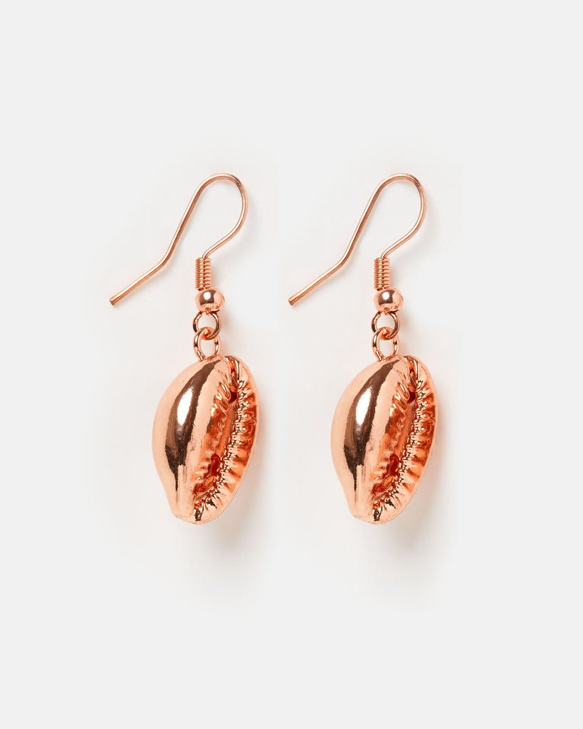 Miz Casa & Co Cowrie Kiss Earrings Rose Gold