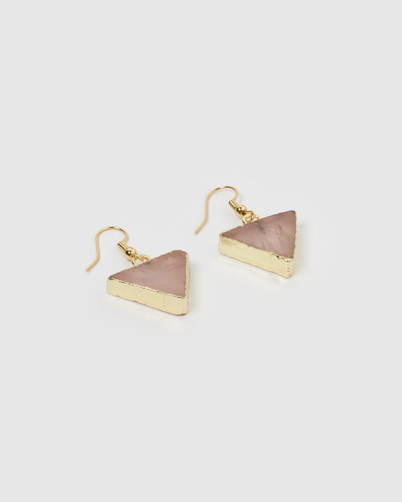 Miz Casa & Co Izzy Earrings Gold Rose Quartz