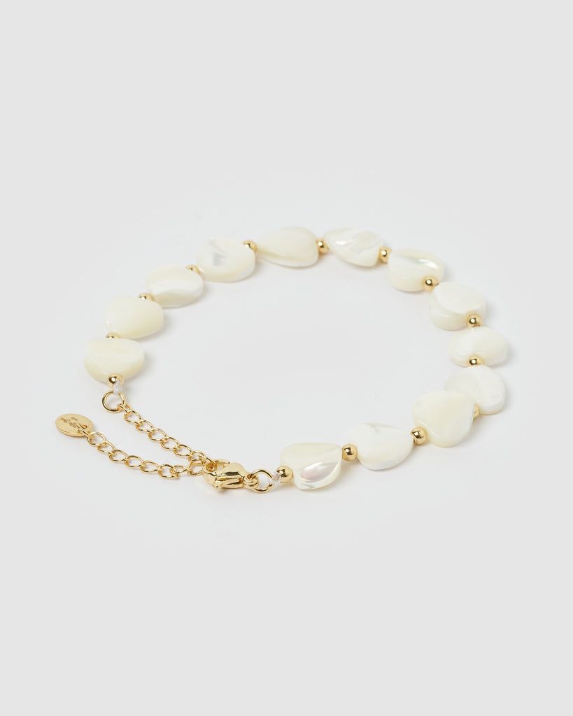 Miz Casa & Co Jordyn Heart Bracelet Pearl Gold