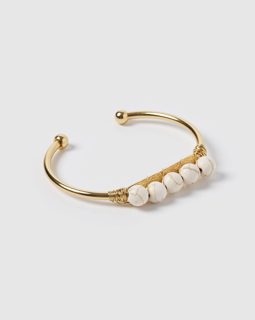 Miz Casa & Co Juliana Cuff Bracelet Gold White Marble