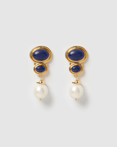 Miz Casa & Co Monica Huggie Earrings Gold Turquoise