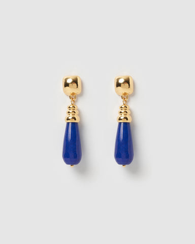 Miz Casa & Co Rose Earring Clear Quartz Blue Gold