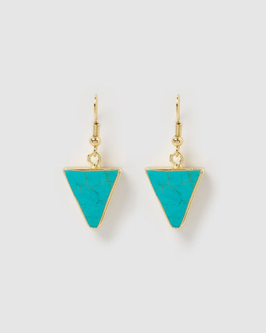 Miz Casa & Co Charlie Drop Pearl Embellished Earrings Turquoise Gold