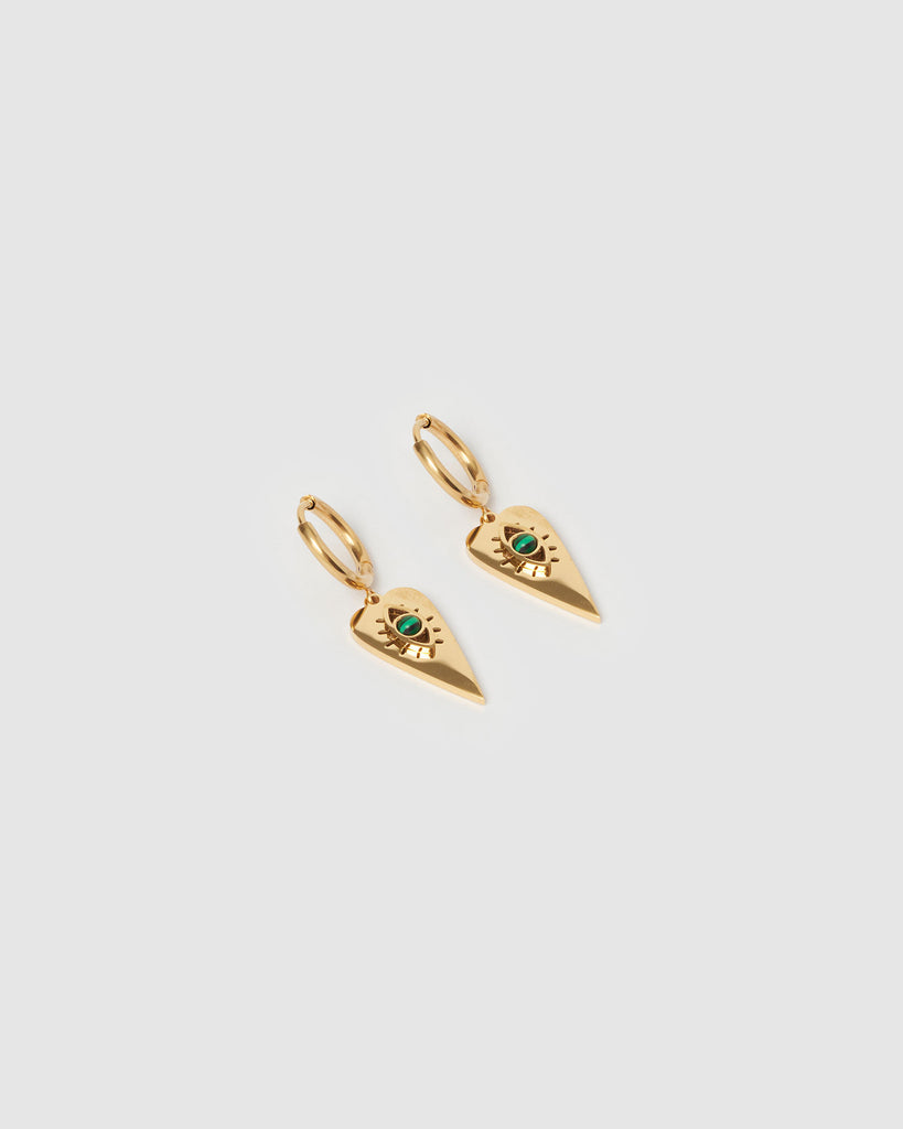Miz Casa & Co Kallie Huggie Earrings Gold Green