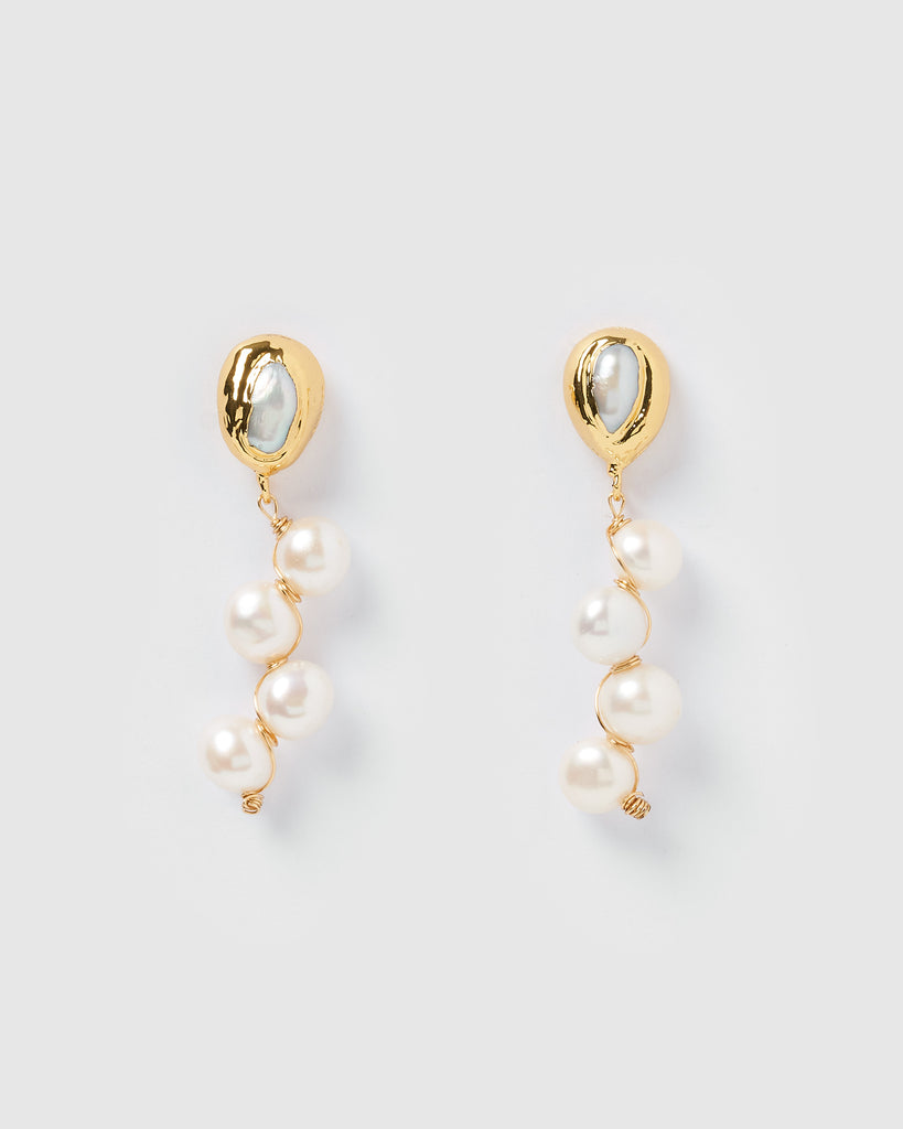 Miz Casa & Co Lady Jane Drop Earrings Gold Pearl