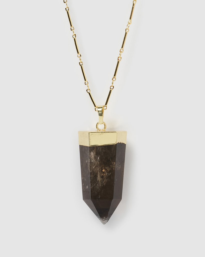 Miz Casa & Co Large Solitaire Pendant Necklace Smokey Quartz