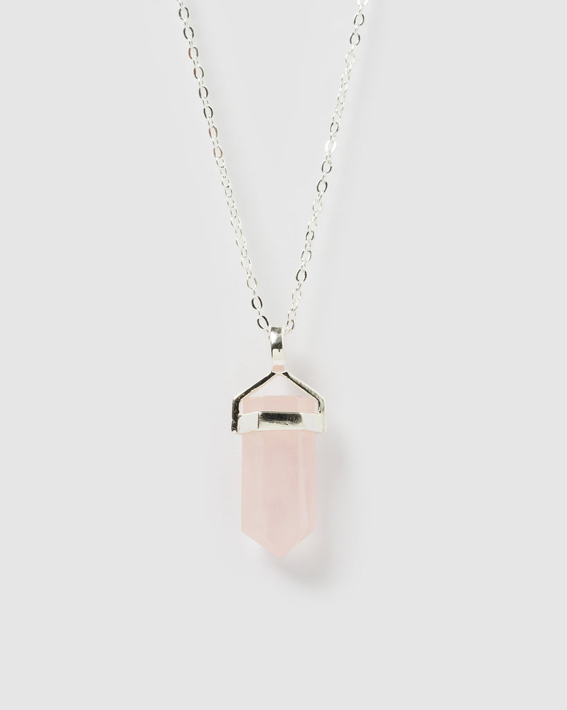 Miz Casa & Co May Necklace Rose Quartz Silver