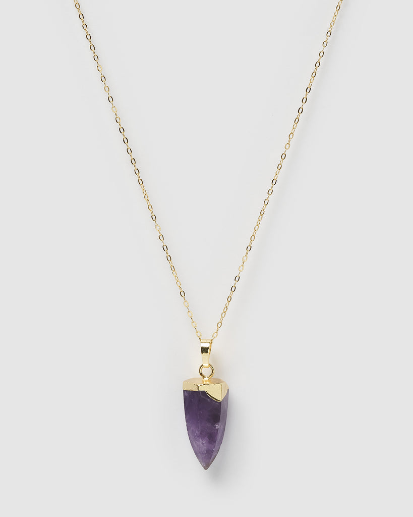 Miz Casa & Co Isla Pendant Necklace Amethyst Gold