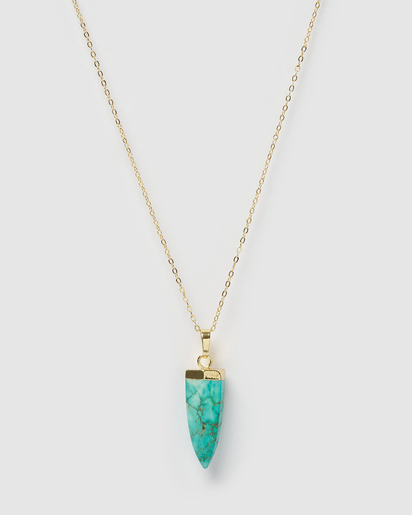 Miz Casa & Co Mini Isla Pendant Necklace Turquoise Gold