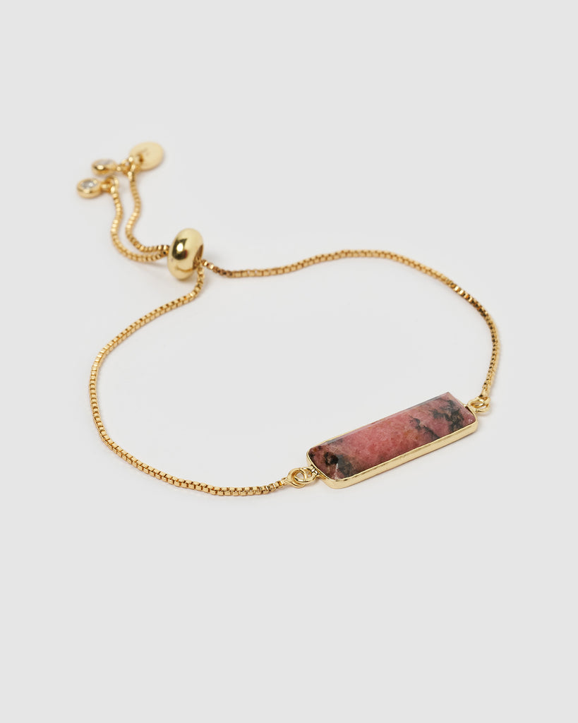 Miz Casa & Co Maz Bracelet Pink & Black Rhodonite