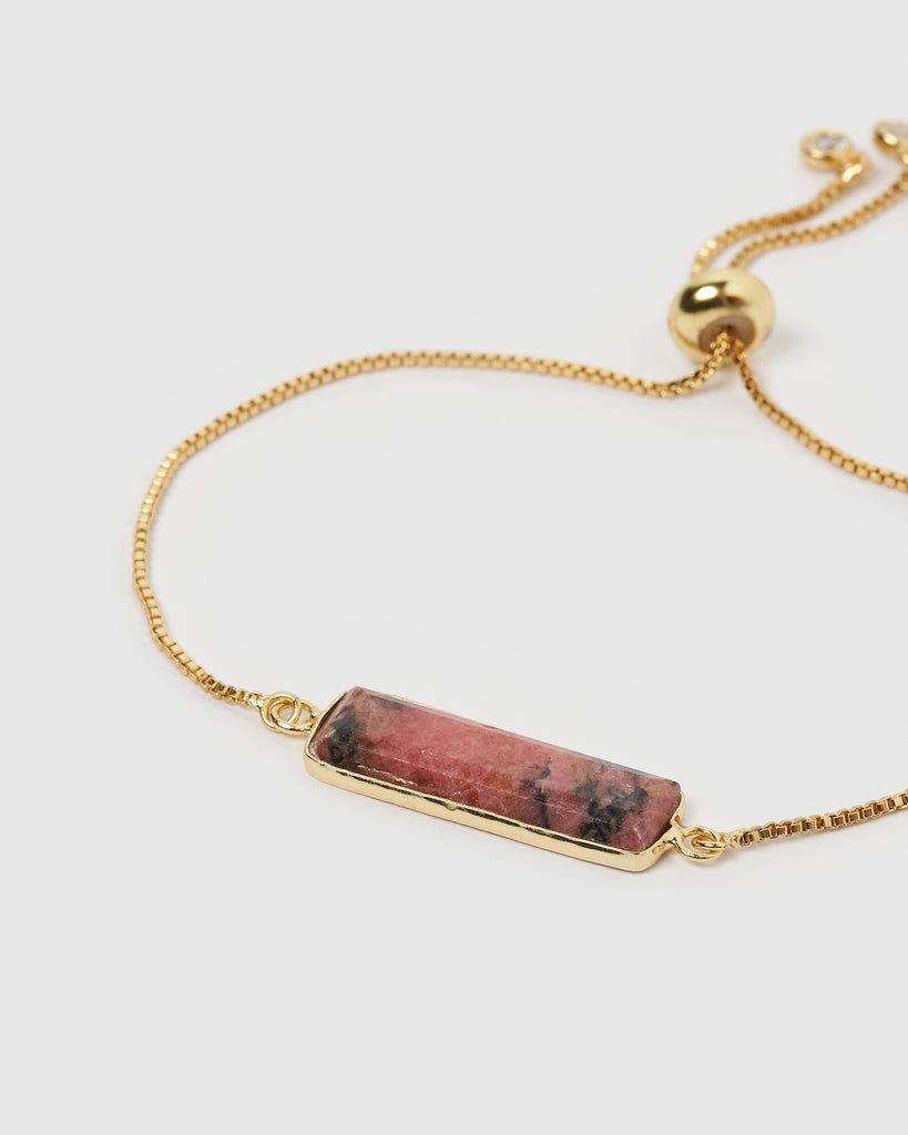 Miz Casa & Co Maz Bracelet Pink & Black Rhodonite