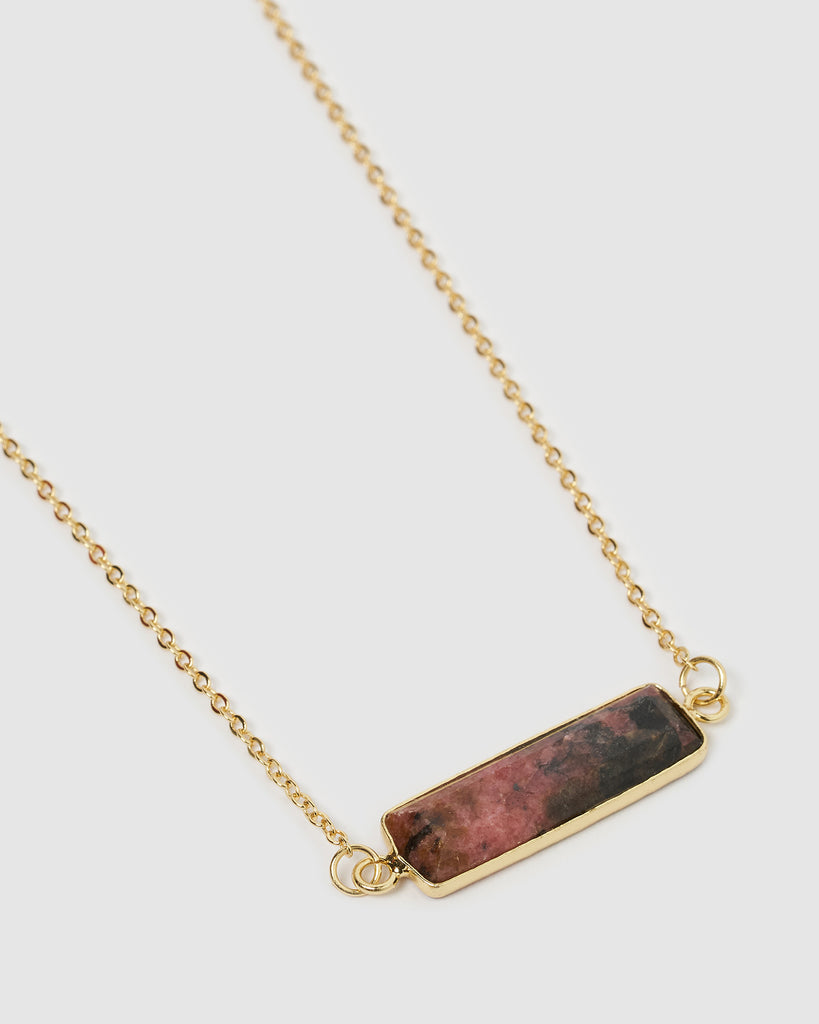 Miz Casa & Co Maz Necklace Pink & Black Rhodonite