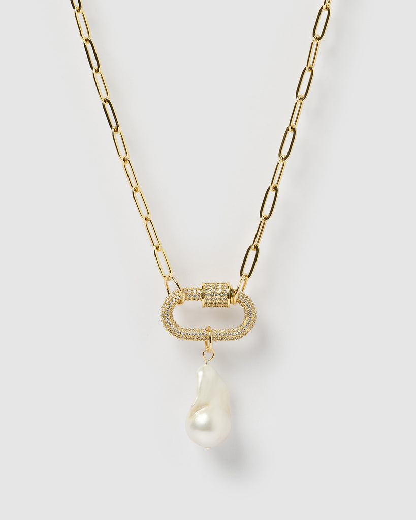 Miz Casa & Co Rayleigh Link Chain Necklace Gold Pearl