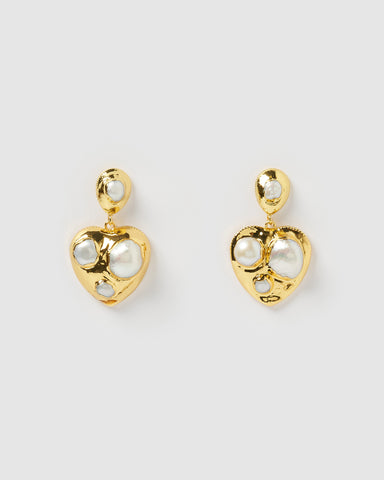Miz Casa & Co Heiress Pearl Drop Earrings Gold Black