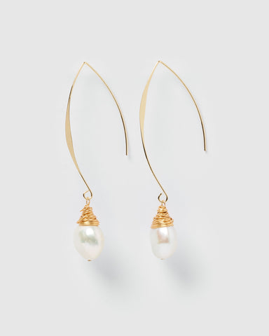 Miz Casa & Co Maeve Drop Earrings Gold Pearl