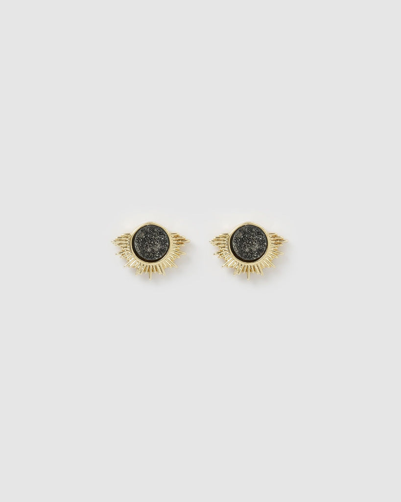 Miz Casa & Co Cliff Stud Earrings Black Gold